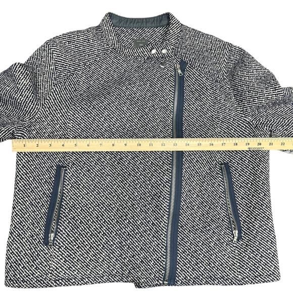 Gap Crop Moto Heavy Wool Twill Women's Jacket Navy & White Size XL - Picture 12 of 13